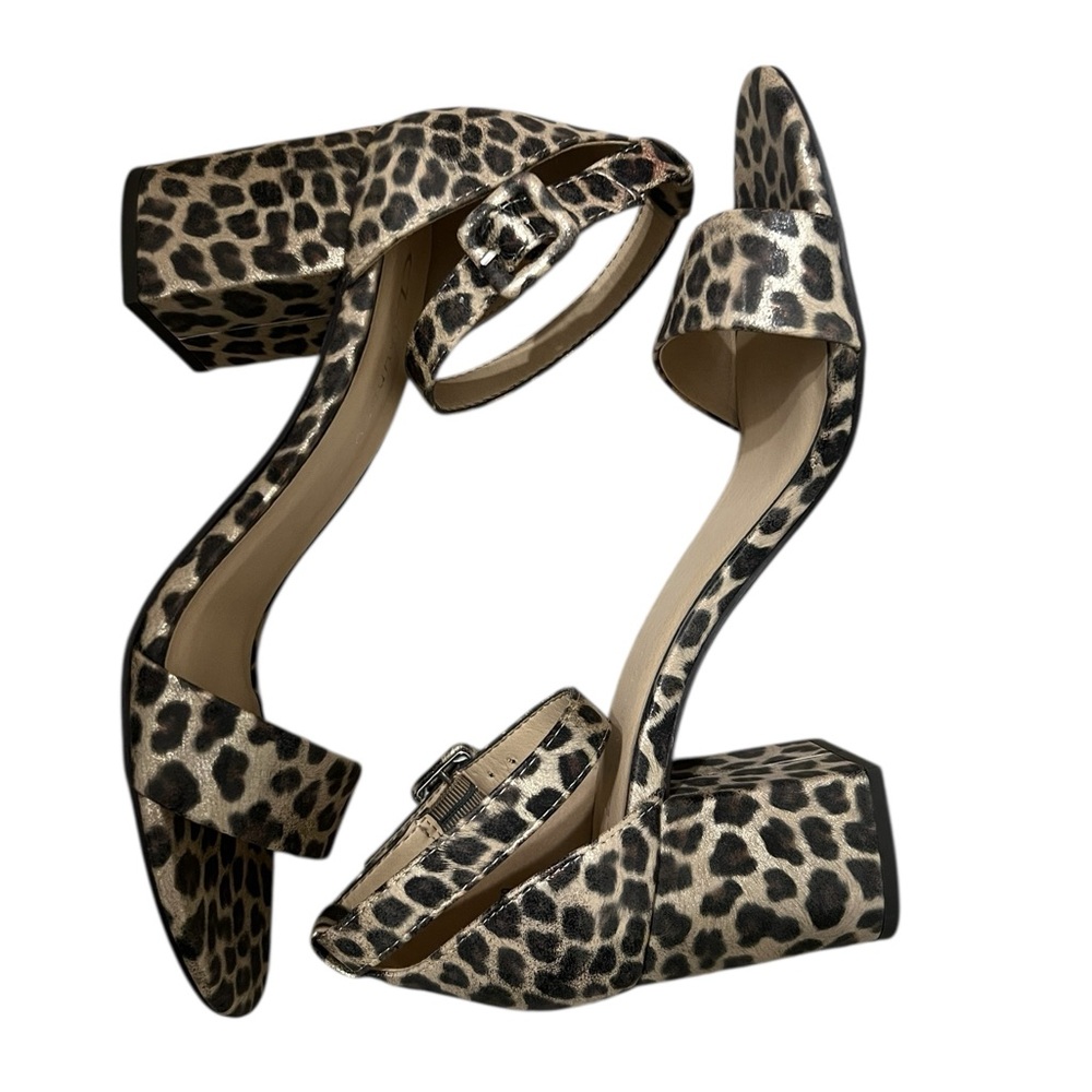 CL by Chinese Laundry Cheetah Print Block Heel with Ankle Strap - Size 8.5